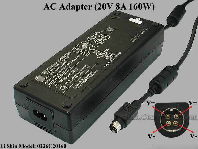 NEW Original LI SHIN 0226C20160 20V 8A 4PIN 160W Laptop AC Adapter